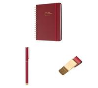 Kokonote Agenda escolar 2025-2026 Semana Vista A5 Cherry + Boligrafo negro Metálico + Porta Bolígrafos | Accesorios Papeleria bonita Basic Studio - Material escolar Aesthetic