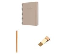 Kokonote Agenda escolar 2025-2026 Semana Vista A5 Misty Beige + Boligrafo negro Metálico + Porta Bolígrafos | Accesorios Papeleria bonita Basic Studio - Material escolar Aesthetic