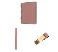 Kokonote Agenda escolar 2025-2026 Semana Vista A5 Rose Nude + Boligrafo negro Metálico + Porta Bolígrafos | Accesorios Papeleria bonita Basic Studio - Material escolar Aesthetic