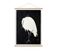 Kokonote Banderola Egret in the rain - Póster tela Egret 53x71cm - Cuadro tela pared/Decoración pared Garza bajo la lluvia - Póster Egret in the rain