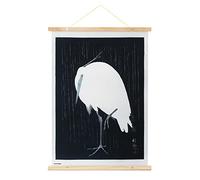Kokonote Banderola Egret in the rain - Póster tela Egret 53x71cm - Cuadro tela pared/Decoración pared Garza bajo la lluvia - Póster Egret in the rain