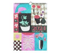 Kokonote Calendario 2024 A3 Life Gouche Art - Calendario 2024 pared A3 con ilustraciones - Calendario decoración hogar - Calendario pared 2024 - Planificador mensual