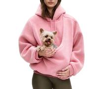 Kokopaws Pet Sling Hoodie, Fleece Hoodie Dog Carrier for Autumn & Winter (l,Light Pink)