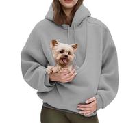 Kokopaws Pet Sling Hoodie, Fleece Hoodie Dog Carrier for Autumn & Winter (XX_l,Light Gray)
