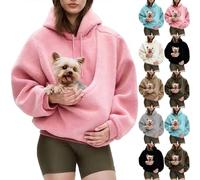 Kokopaws Pet Sling Hoodie Pet Carrier Hoodie, Ergonomic Pocket Design Easy To Clean Material Unisex Kangaroo Pocket (Pink,Large)