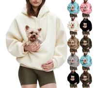 Kokopaws Pet Sling Hoodie Pet Carrier Hoodie, Ergonomic Pocket Design Easy To Clean Material Unisex Kangaroo Pocket (White,XX-Large)