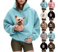 Kokopaws Pet Sling Hoodie Pet Carrier Hoodie, Ergonomic Pocket Design Easy To Clean Material Unisex Kangaroo Pocket (Blue,Large)