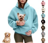 Kokopaws Pet Sling Hoodie, Unisex Kangaroo Pocket, Removable, Fleece Pocket Sweatshirt for Dog & Cat,Teddy Fleece (Blue,M)