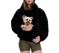 Kokopaws Pet Sling Hoodies, Spacious Front Fleece Hoodie with Dog Pouch, Warm Soft Hoodie with Pet Pouch for Effortless Pets Carrying (Black,L)