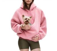 Kokopaws Pet Sling Hoodies, Spacious Front Fleece Hoodie with Dog Pouch, Warm Soft Hoodie with Pet Pouch for Effortless Pets Carrying (Pink,S)