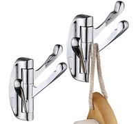 KOKOSIRI Ganchos giratorios de metal sólido plegables para toallas con tres brazos giratorios, brazo oscilante, gancho triple para bata, montaje en pared, cromo pulido, B1009CH-P2