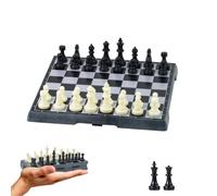 KOKOSUN Juego de ajedrez de viaje tradicional, tablero de ajedrez plegable magnético y fácil de llevar, juguetes educativos/regalo para niños y adultos (16,5 x 16,5 cm, piezas en blanco y negro)