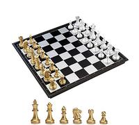 KOKOSUN Juego de ajedrez magnético con tablero de ajedrez plegable, piezas doradas y plateadas, almacenamiento conveniente, juguetes educativos/regalo para niños y adultos (32 x 32 cm)