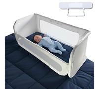 KOKOTTA Barrera Cama Niños Evolutiva, hasta 185cm - Barandilla Anticaídas para Bebé y Cuna Colecho, Plegable, Seguridad Infantil con Funda Lavable, Bolsa de Viaje y Cestas Almacenamiento