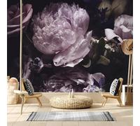 KoKoty Mural Papel Pintado Flores de peonía en blanco y negro-200 x 200 cm-Póster Gigante de Pared Personalizado 3D Decoración Salón Dormitorio