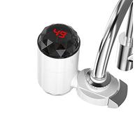KOKSII Calentador de Agua EléCtrico con Pantalla de Temperatura para Cocina Calentador de Grifo de Calentamiento InstantáNeo Calentador de Agua Sin Tanque Enchufe de la UE a, Blanco