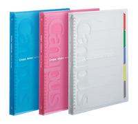 Kokuyo Campus - Carpeta deslizante tipo delgado, A4, 30 agujeros, hasta 65 hojas, juego de 3 colores, importación de Japón (azul, rosa, transparente)