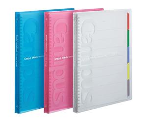 Kokuyo Campus - Carpeta deslizante tipo delgado, A4, 30 agujeros, hasta 65 hojas, juego de 3 colores, importación de Japón (azul, rosa, transparente)