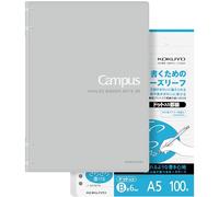 KOKUYO Campus - Cuaderno con espiral de 2 x 2, carpetas recargables A5 + 100 papeles de recambio con rayas de puntos de 6 mm, capacidad de 40 hojas, cuaderno rayado gris para escuela, trabajo, toma de