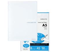 Kokuyo Campus - Cuaderno con espiral de 2 x 2, carpetas recargables A5 con 60 papeles de recambio a rayas de 8 mm, capacidad de 80 hojas, cuaderno de color claro para escuela, trabajo, toma de notas
