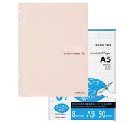 Kokuyo Campus - Cuaderno con espiral de 2 x 2, carpetas recargables A5 con 60 papeles de recambio a rayas de 8 mm, capacidad de 80 hojas, cuaderno de color claro para escuela, trabajo, toma de notas