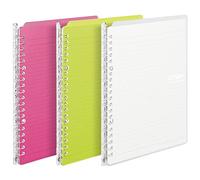 Kokuyo Campus Easy Carry Slim A5 - Carpeta de 26 anillas (3 unidades, color rosa intenso, verde y transparente, A5)