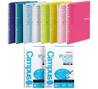 Kokuyo Campus Smart - Paquete de 8 carpetas de anillas B5, capacidad de 25 hojas, carpeta delgada de 26 agujeros y 200 hojas de papel de hojas sueltas para trabajo, estudio y diario, importación de