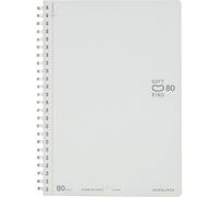 Kokuyo - Cuaderno de anillas suaves en forma de D, 5 mm de cuadrícula/rayas de sección/rayas cuadradas, 80 hojas (A5, blanco regla en blanco)