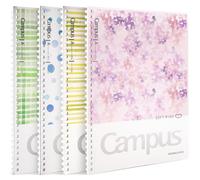 Kokuyo Cuaderno en espiral, 4 cuadernos Campus B5 de anillo suave con punteado A regla de 7 mm, 40 hojas, cuaderno estético de 1 materia en azul, rosa, amarillo y verde, toma de notas de oficina