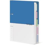 KOKUYO Cuaderno en espiral de 5 materias, cuaderno de campus, 110 hojas, A4, recargable, con pestañas divisorias, cuaderno con rayas universitarias, para tomar notas, color azul, importación de Japón
