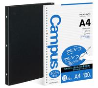 KOKUYO Cuaderno en espiral de 5 materias, paleta de colores A4, diario recargable con 5 separadores de pestañas, 100 hojas en papel rayado de hojas sueltas de 6 mm, negro de negocios, importación de