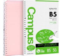 KOKUYO Cuadernos con anillas inteligentes, cuaderno recargable rosa B5, 20 hojas cada uno, más 50 hojas extra de papel cuadriculado 5x5 de hoja suelta, capacidad de 60 hojas, perfecto para la escuela