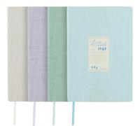 KOKUYO Cuadernos rayados, paquete de 4 cuadernos de tapa dura A5 para mujer en papel liso japonés rayado de 8 mm, 70 g/m², 100 hojas cada uno en color pastel diario de viaje en 5.5 x 8 pulgadas