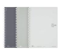 KOKUYO Juego de cuadernos en espiral, tamaño A5 liso, gráfico de 5 x 5, diarios rayados de puntos de 6 mm, 80 hojas perforadas, cuaderno de anillo suave de 8.3 x 5.8 pulgadas con cubierta de PVC, toma