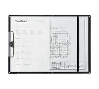 Kokuyo - Portapapeles A3 o A4 con clip para organizar archivos, plegable, para documentos de construcción de 31,75 x 44,45 cm, con bolsillo de almacenamiento, negro (Joha-WR50ND)