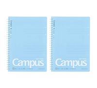 Kokuyo S131BT-BX2SET - Cuaderno de anillo suave con rayas, 50 hojas, A5, azul, juego de 2