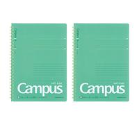 Kokuyo S131BT-GX2SET - Cuaderno de anillo suave para campus, 50 hojas, A5, verde, juego de 2