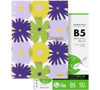 KOKUYO SOU SOU - Cuaderno de espiral de 2 x 2, carpetas recargables B5 con 50 hojas de papel de hojas sueltas de 5 x 5 pulgadas, 10 hojas preempaquetadas en rayas de 8 mm, cuadernos para la escuela y