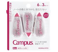 KOKUYO TW-NT306X3 - Cinta correctora para cuadernos de campus, tipo de un solo uso, rayado, ancho 6,5 mm x 6 m (paquete de 3)