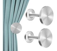 KOLAKO Retenedores de cortina, ganchos de plata para atar la parte posterior, alzapaños decorativos modernos de metal montado en la pared percha redonda medallón cortina pequeña sostén respaldos,
