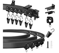 KOLAKO Riel de cortina de techo, 10 pies, flexible, flexible, montaje en pared, color negro, curvado, resistente, sistema de riel de cortina deslizante divisor de habitación, riel de techo para