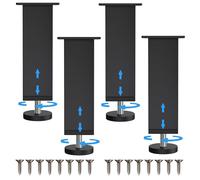 Kolamom Juego de 4 Patas para Muebles, Altura Regulable, Rectangular, Negro, 10-11 cm, Metal y Nailon, soporta hasta 400 kg, Patas de Muebles para sofá, Armario, Mesa y Zapatero