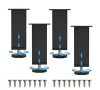 Kolamom Juego de 4 Patas para Muebles, Altura Regulable, Rectangular, Negro, 10-11 cm, Metal y Nailon, soporta hasta 400 kg, Patas de Muebles para sofá, Armario, Mesa y Zapatero