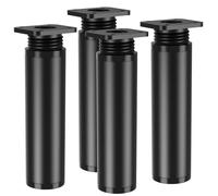 Kolamom Juego de 4 Patas para Muebles de aleación de Aluminio y PVC, 10-12 cm, Redondas, Negras, soporta hasta 100 kg, Patas universales para Muebles, para sofá, Mesa de café, Armario de TV y Armario