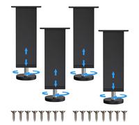 Kolamom Juego de 4 Patas para Muebles de Altura Regulable, Rectangular, Negro, 12-13 cm, Metal y Nailon, soporta hasta 400 kg, Patas de Muebles para sofá, Armario, Mesa y Zapatero