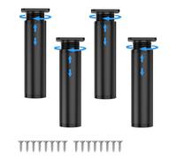 Kolamom Juego de 4 Patas para Muebles de PVC, 15-17 cm, Redondas, Negras, soporta hasta 200 kg, Patas universales para Muebles, para sofá, Mesa de café, Armario de TV y Armario de baño