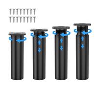 Kolamom Juego de 4 Patas para Muebles de PVC de Altura Regulable, 12-14 cm, Redondas, Negras, soporta hasta 200 kg, Patas universales para Muebles, para sofá, Mesa de café, Armario de TV y Armario de