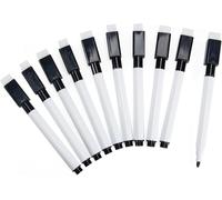 Kolamom Rotuladores magnéticos para pizarra blanca, 10 unidades, para pizarras blancas, tableros de notas, tablones de anuncios, rotafolios, color negro