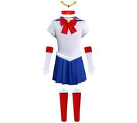 Kolegrial Adulto Tsukino Usagi Disfraz Hombre y Mujer Cosplay Anime Tsukino Usagi Moon Uniforme con Accesorios Set 7 Piezas para Navidad Carnaval Halloween Fiesta Mascarada Fancy Traje, XS-5XL