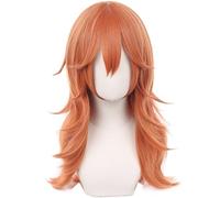 Kolegrial Angel Devil Cosplay Peluca Mujer Naranja 60CM Largo Ondulado Rizado Peluca con Pony Fancy Dress Up Anime Angel Devil Halloween Carnaval Fiesta Mascarada Disfraz Accesorios Wig